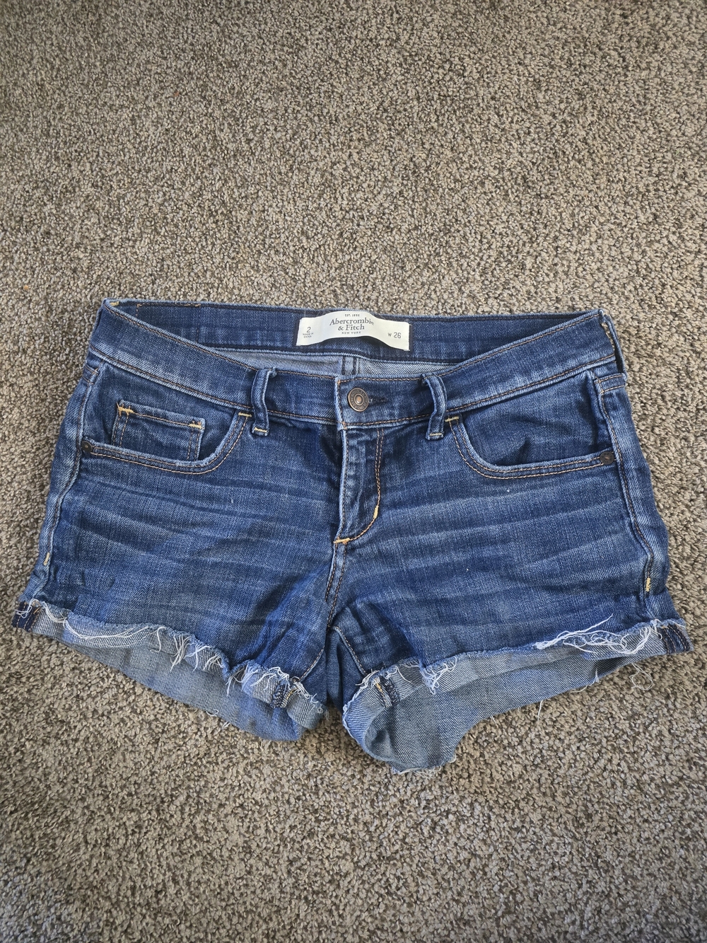 Abercrombie & Fitch Distressed Dark Blue Denim Cutoff Shorts